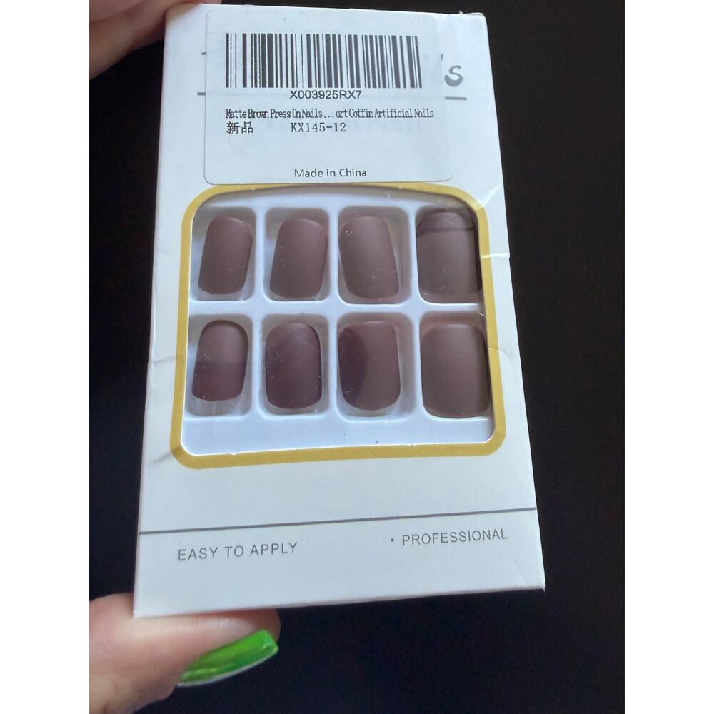 New Chocolate Brown Matte Press on Nails. Short. - Picture 3 of 3